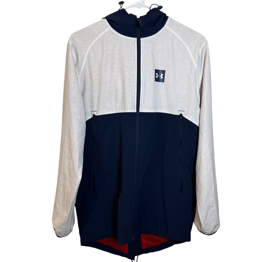 Under Armour Sportstyle Fishtail Jacket Mens Small Loose Fit Navy White